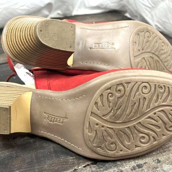 Earth Kristen Wide Women's 11D Bright Red Soft Nubuck Heeled Sandals - Picture 3 of 6